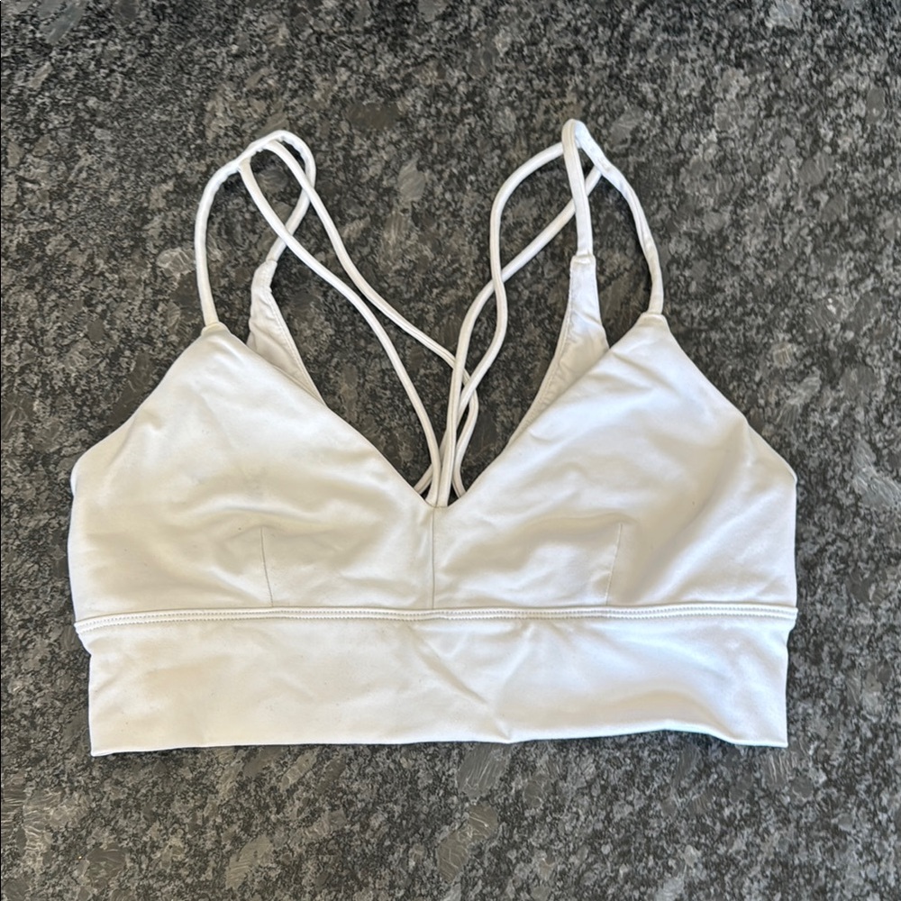 Women's White Strappy sports bra